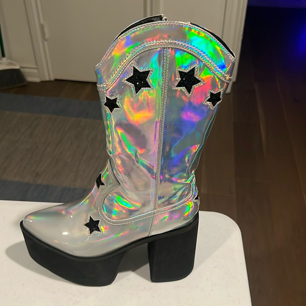 RADIOACTIVE RODEO HOLOGRAPHIC COWBOY BOOTS